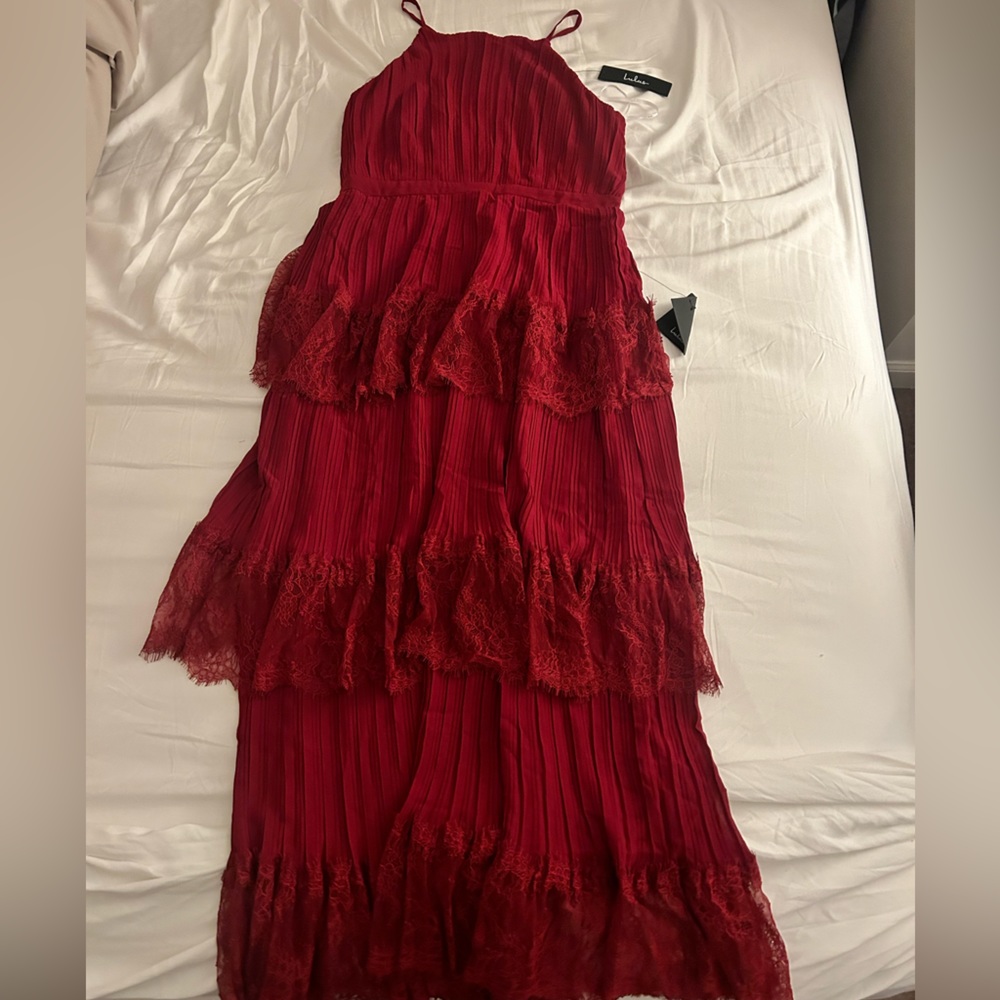 Red Halter MIDI Dress from Lulus